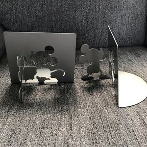 Mickey Mouse silhouette book ends Zak Design silver 3D